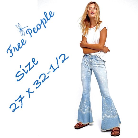 Free People Denim - Free People Printed Just Float On Flare Size 27
